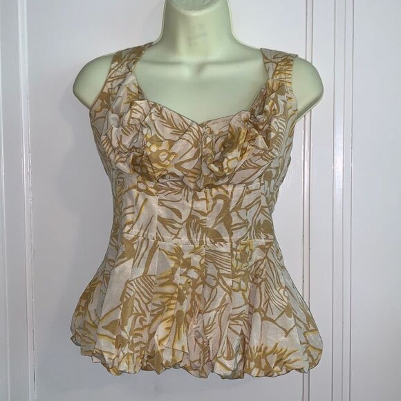 Tracy Reese gold silk/cotton sleeveless blouse - Picture 1 of 8